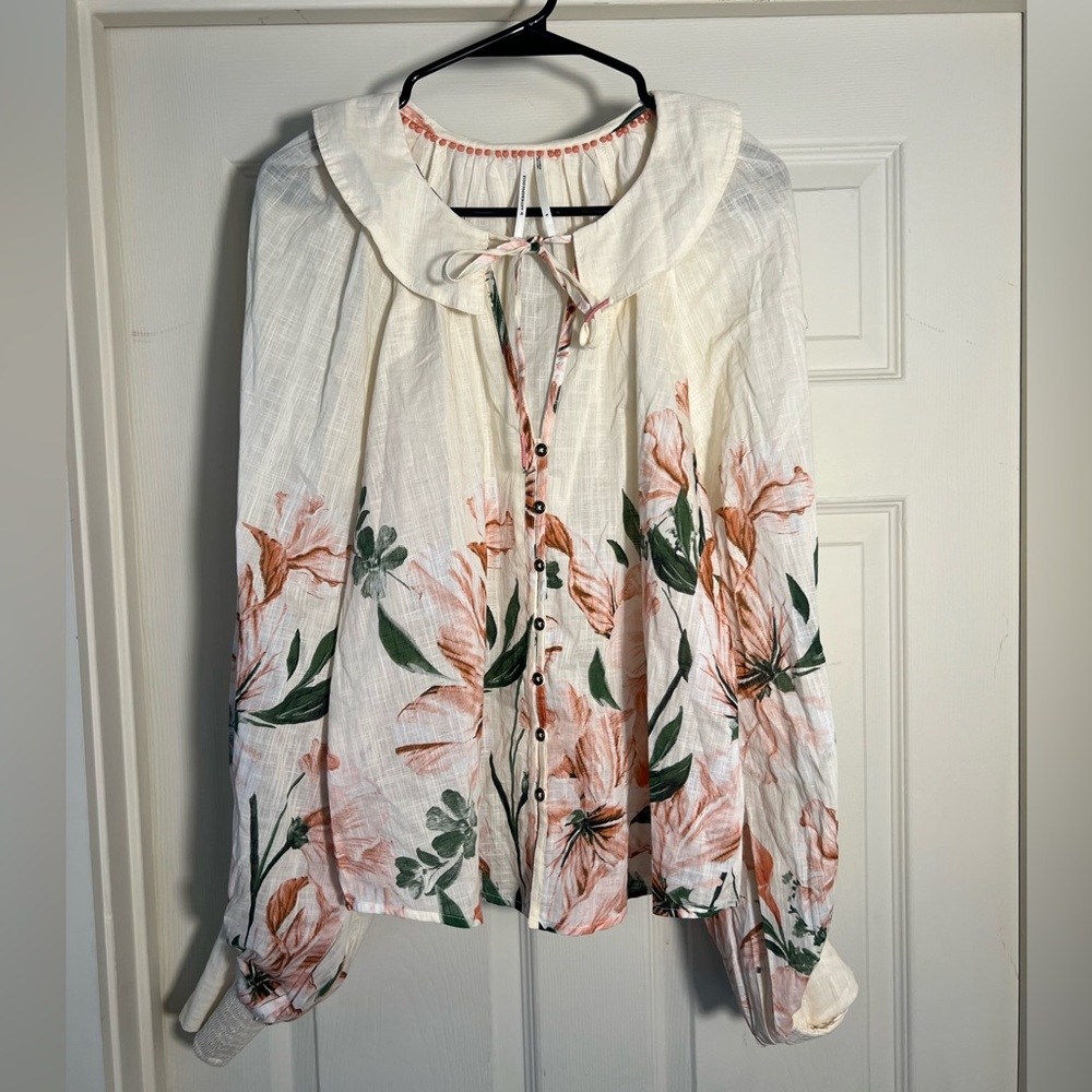 By Anthropologie Peasant Blouse Hippy Boho Size Small Floral Flowy